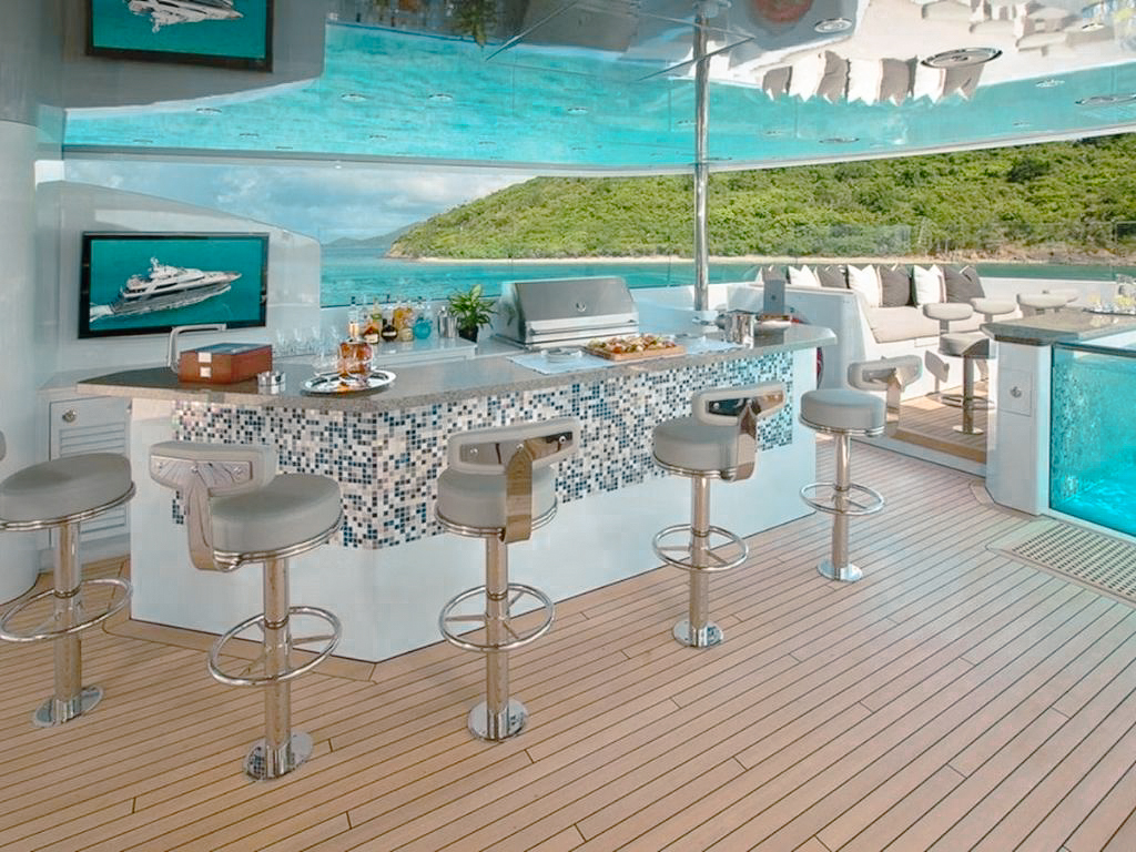 Dining area on board the 144 Crescent yacht