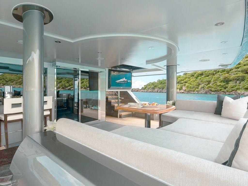 Luxury lounge area on 144 Crescent yacht