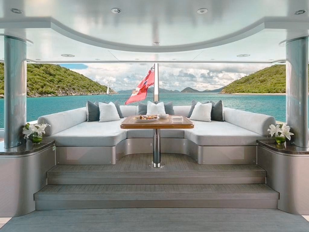 View from the deck of 144 Crescent yacht at sunset