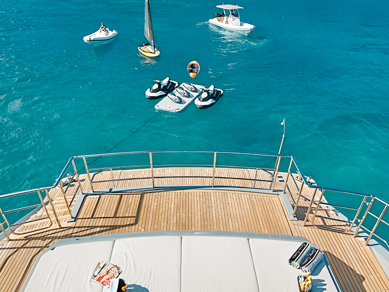 Swimming pool and sunpad on the 150 Palmer Johnson yacht