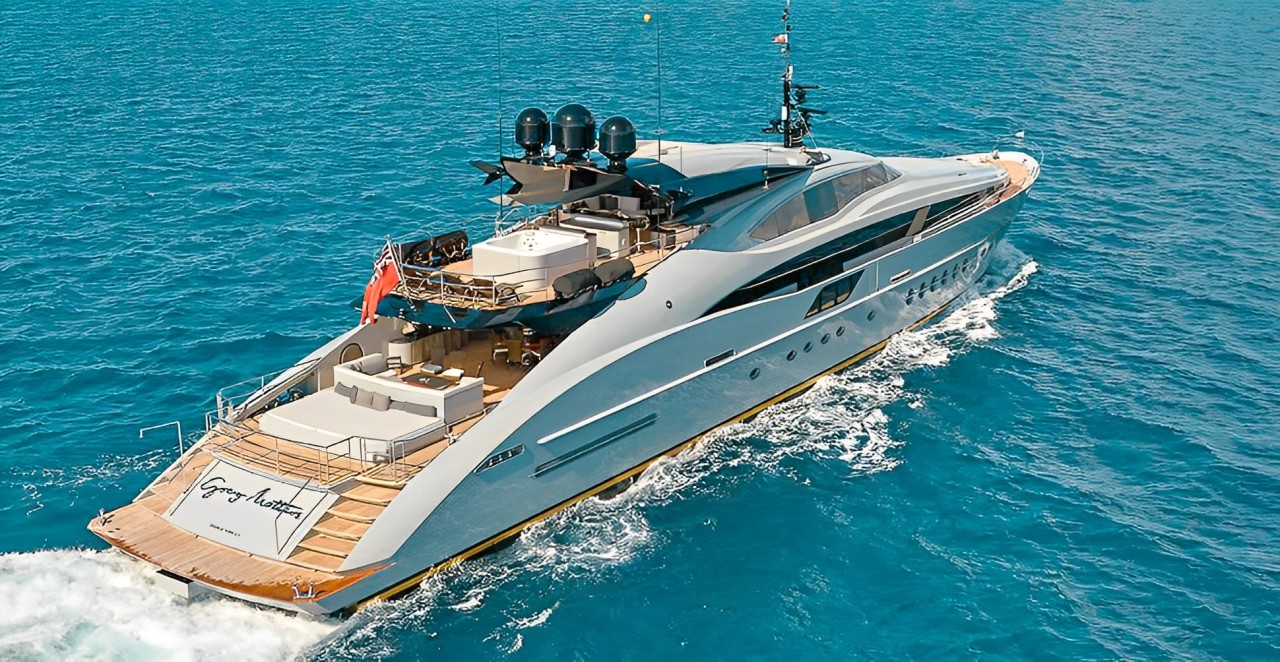 Exterior view of the 150 Palmer Johnson yacht in the Caribbean
