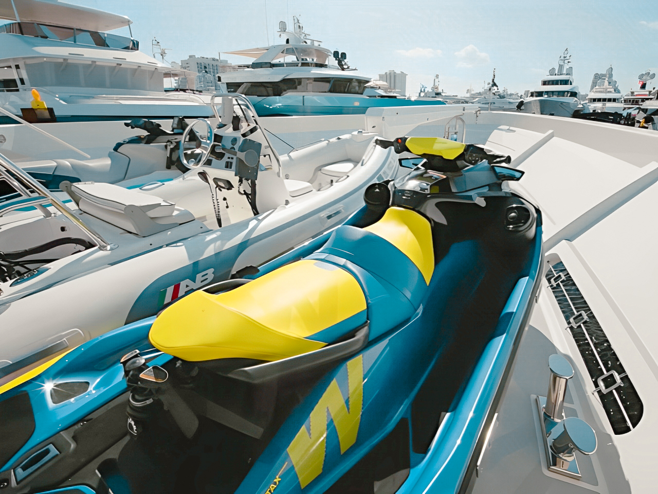 Spacious deck of 164 Westport yacht with seating