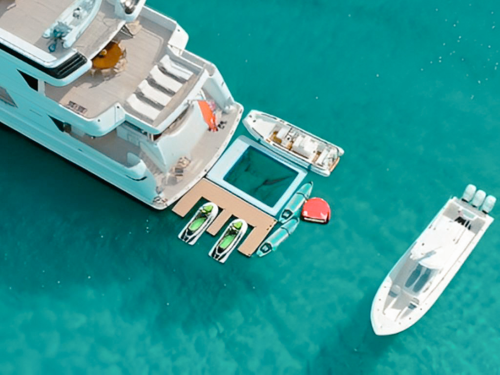 Exterior view of 164 Westport yacht at anchor