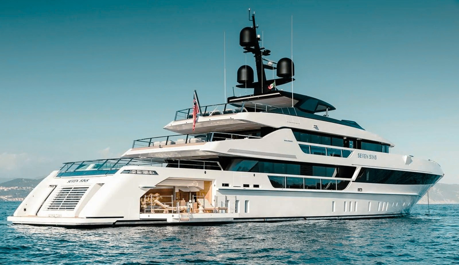 Stunning 170ft San Lorenzo yacht sailing in the crystal-clear turquoise waters of the Caribbean.