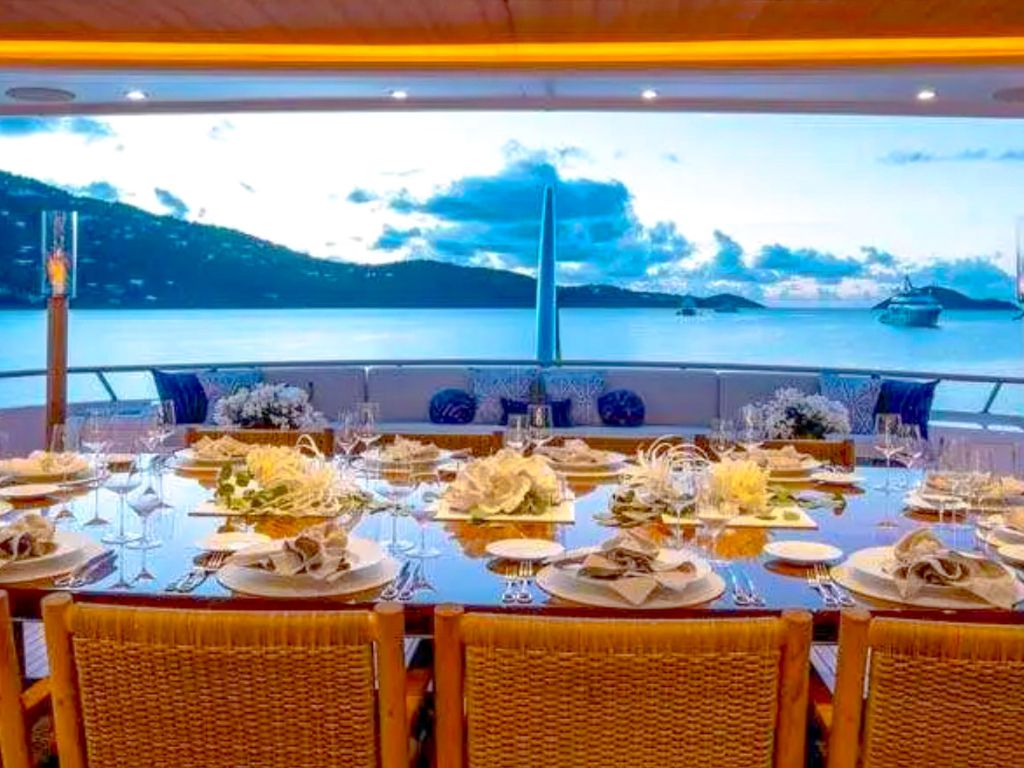 182 Feadship deck with seating and ocean view