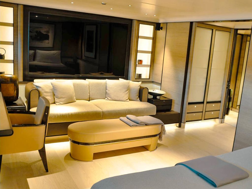 Sun deck area on 185 Perini Navi with lounge seating