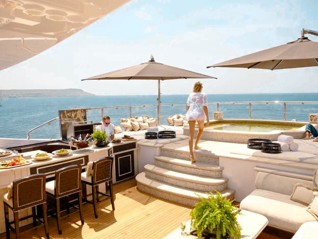 Interior salon of the 190 Benetti yacht