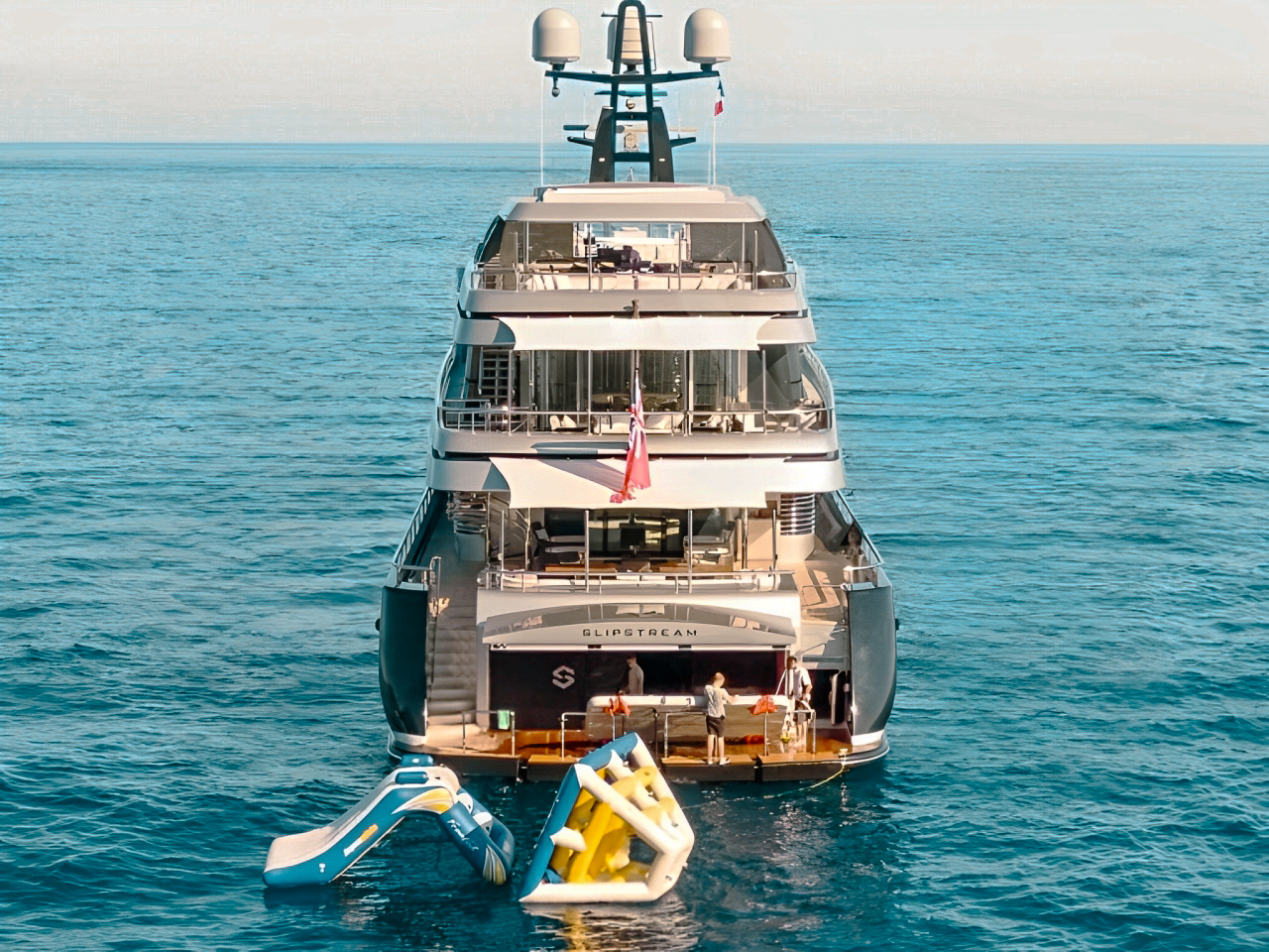 Close-up of 197 CMN yacht's bow with crew member