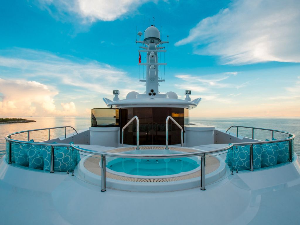 Top deck lounging area on 197 Abeking &amp; Rasmussen II yacht