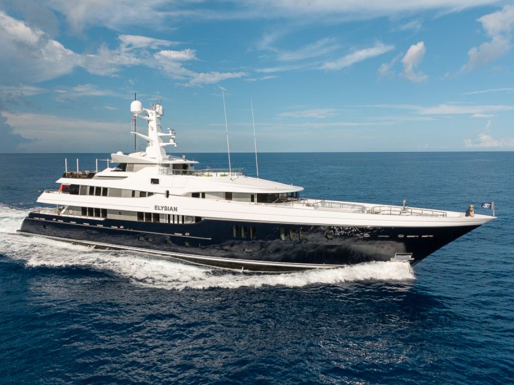 197ft Abeking & Rasmussen yacht docked in the clear blue Caribbean waters