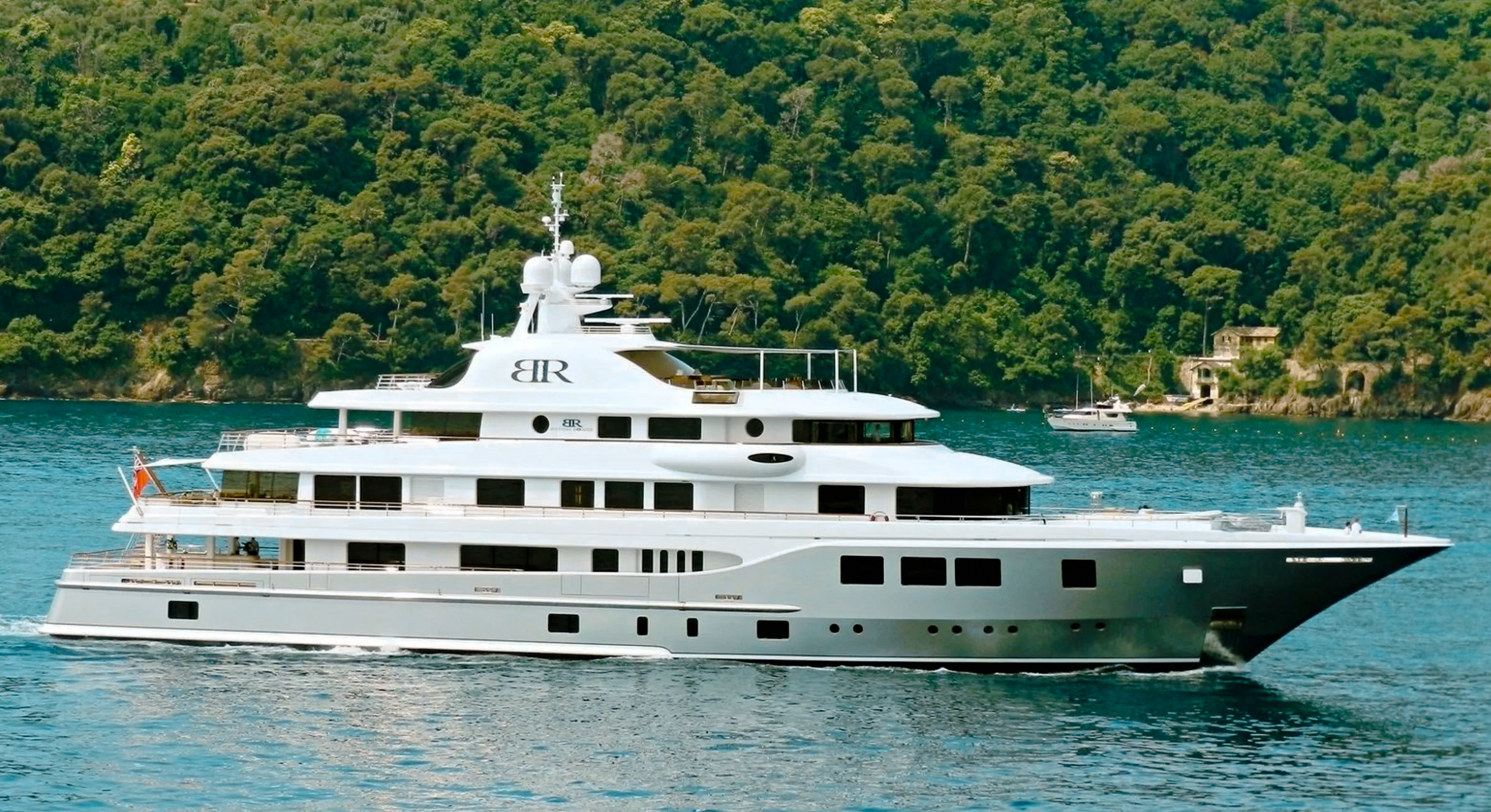 205 Icon yacht at anchor in clear waters