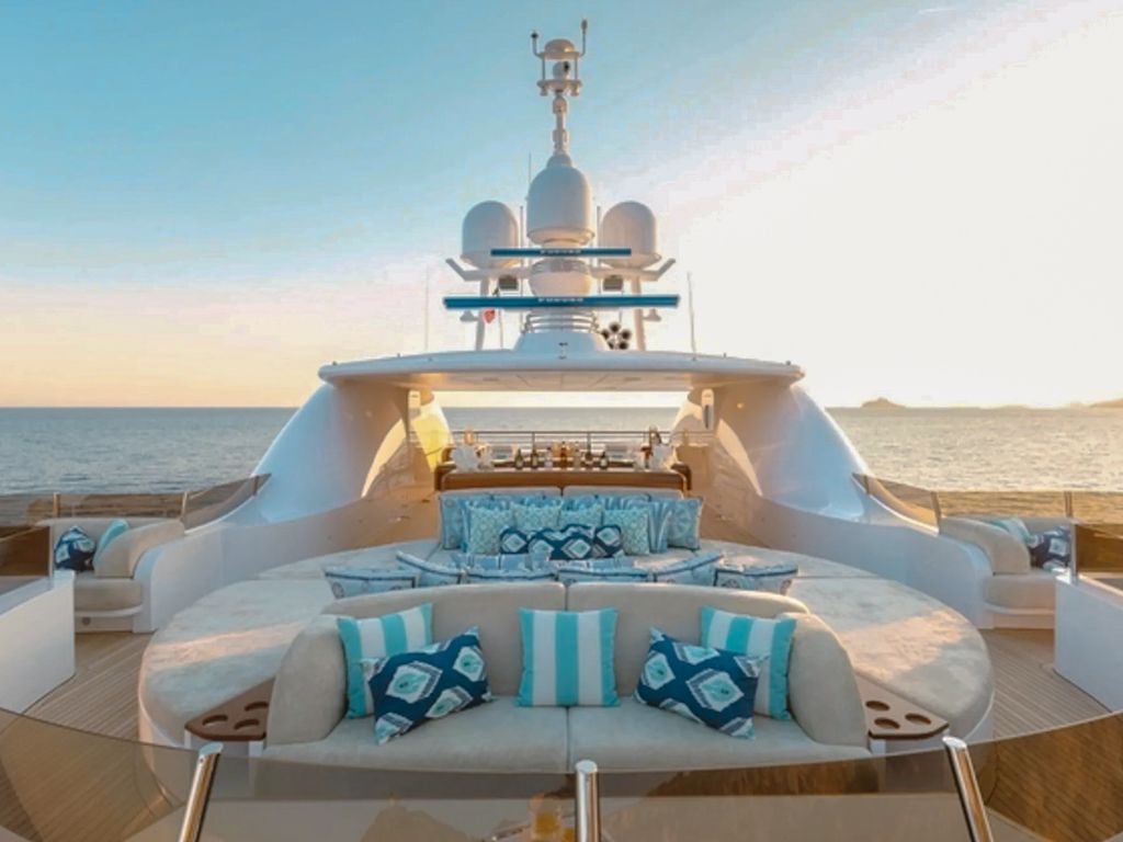 Dining area inside 205 Icon yacht
