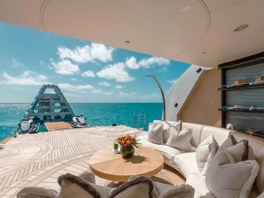 207 Sunrise yacht with guests enjoying water toys and swimming in the ocean