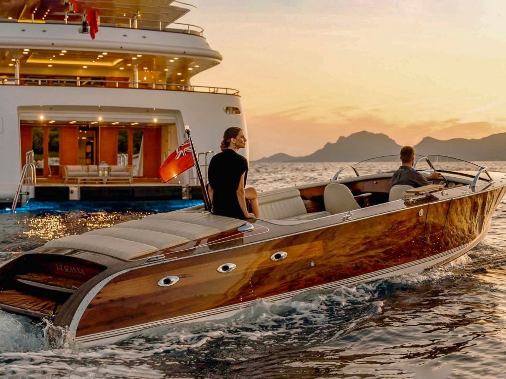 Benetti 213 yacht's spacious sundeck with lounge seating