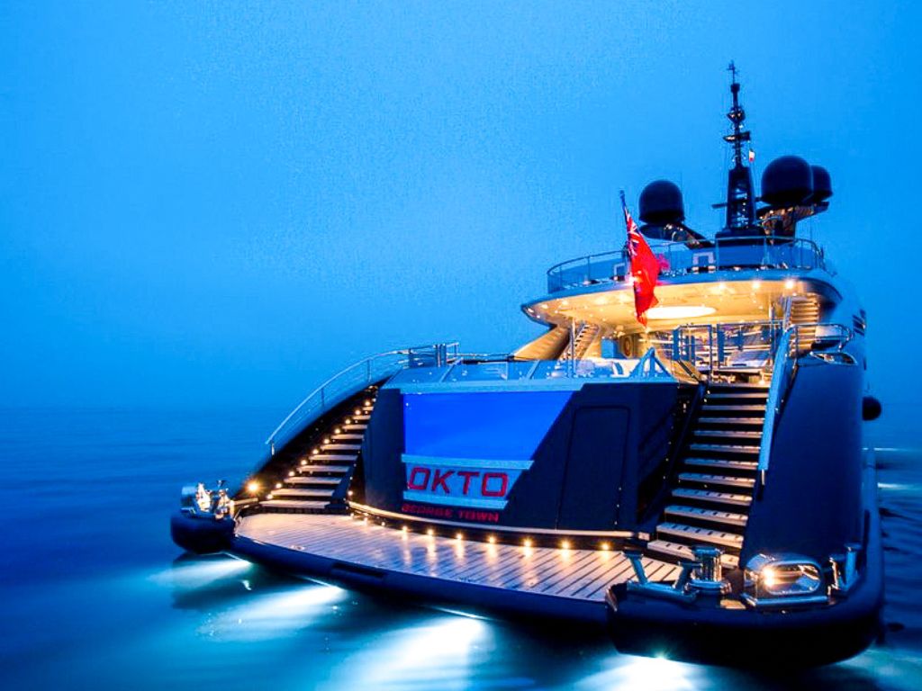 A large deck space on the 218 Isa yacht with seating