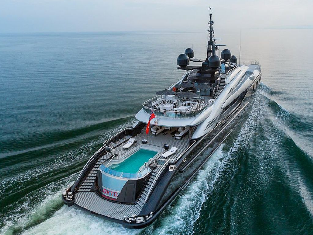 Side view of the private 218 Isa yacht in the Caribbean