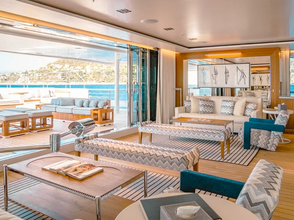 Modern and bright master cabin on the 240 Admiral yacht