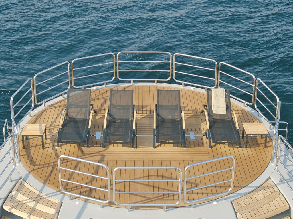 Relaxing lounge area on a yacht deck