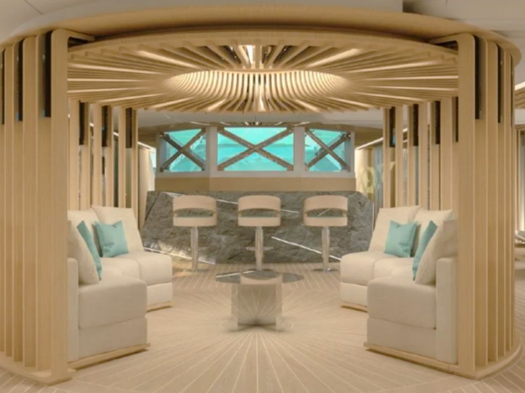 288 Golden yacht with swimming pool on deck