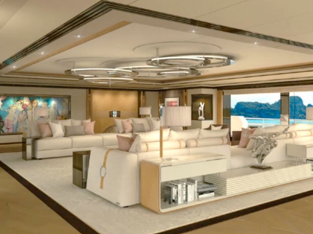 Deck lounge area on 288 Golden yacht