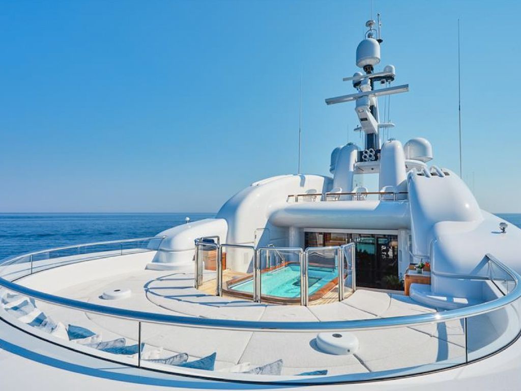 A large deck area on the 290 Oceanco yacht with seating