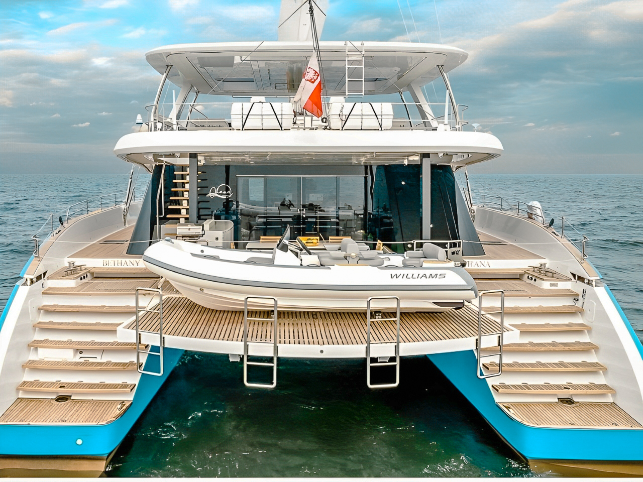 Exterior view of 80 Sunreef V yacht in the Caribbean