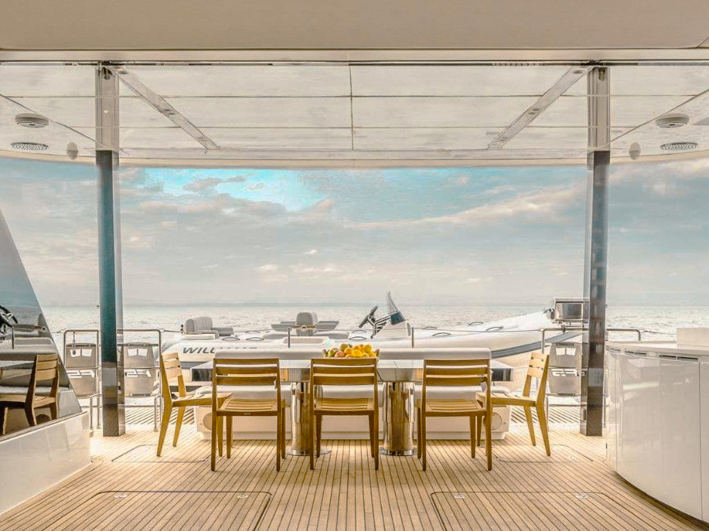 Dining area on 80 Sunreef V luxury yacht