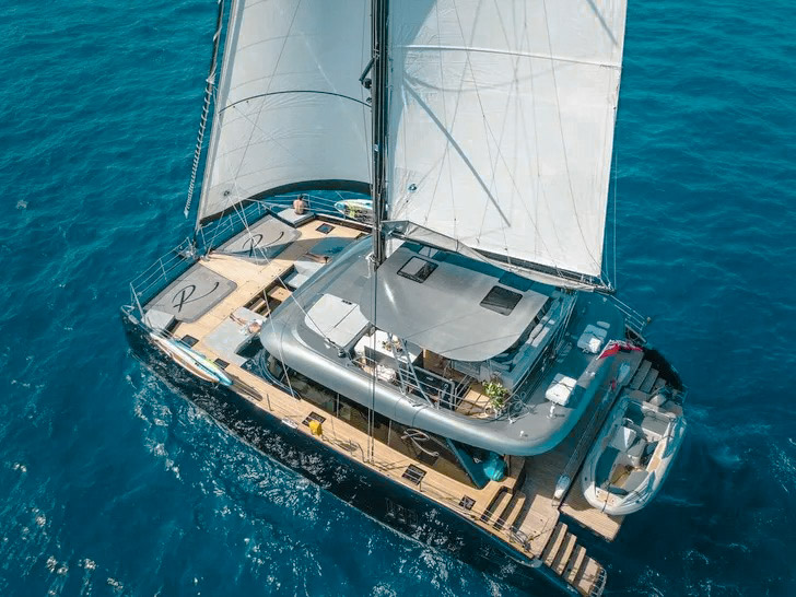 Stern view of 60 Sunreef II yacht with tender