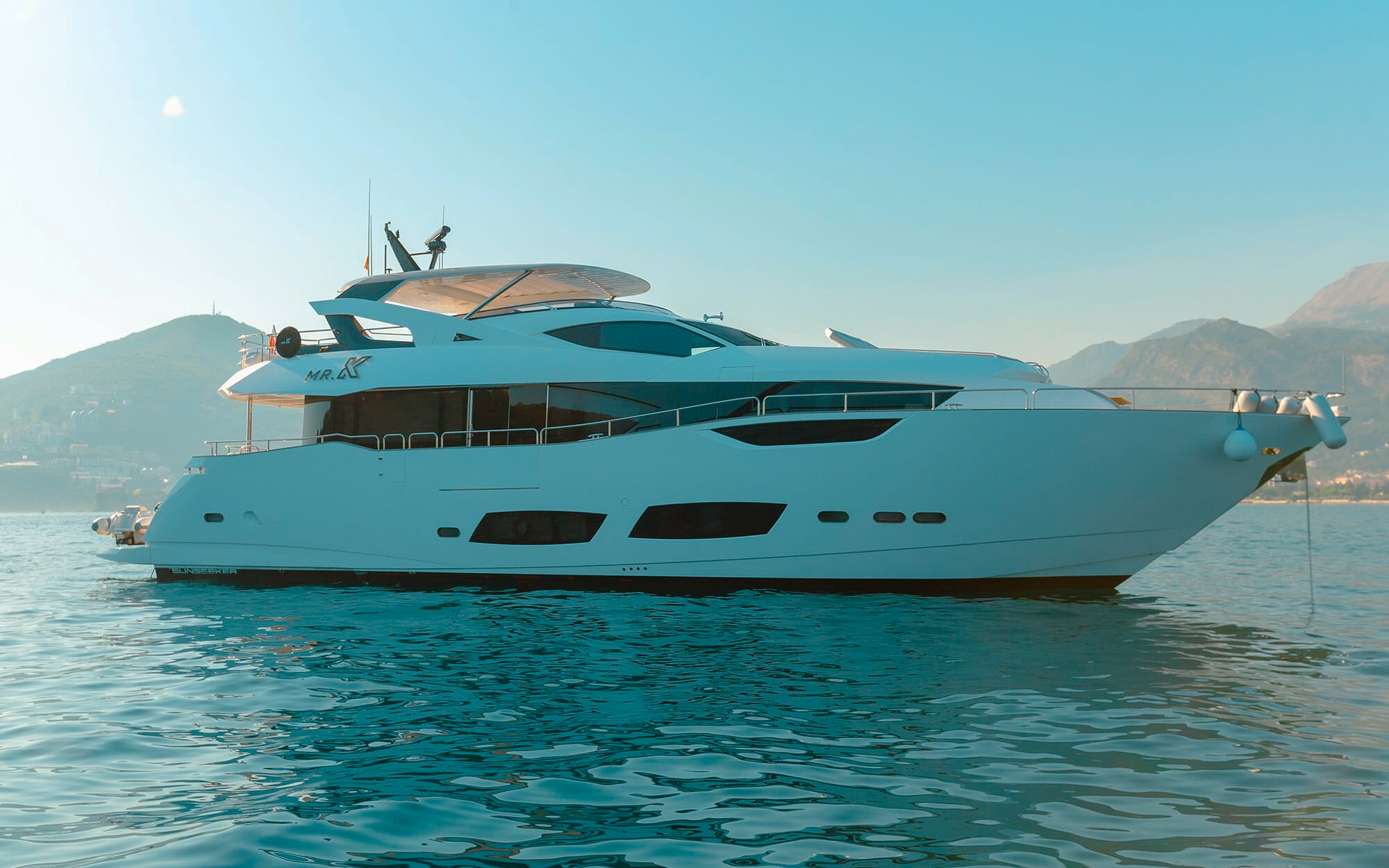Another exterior angle of the 92 Sunseeker yacht in France