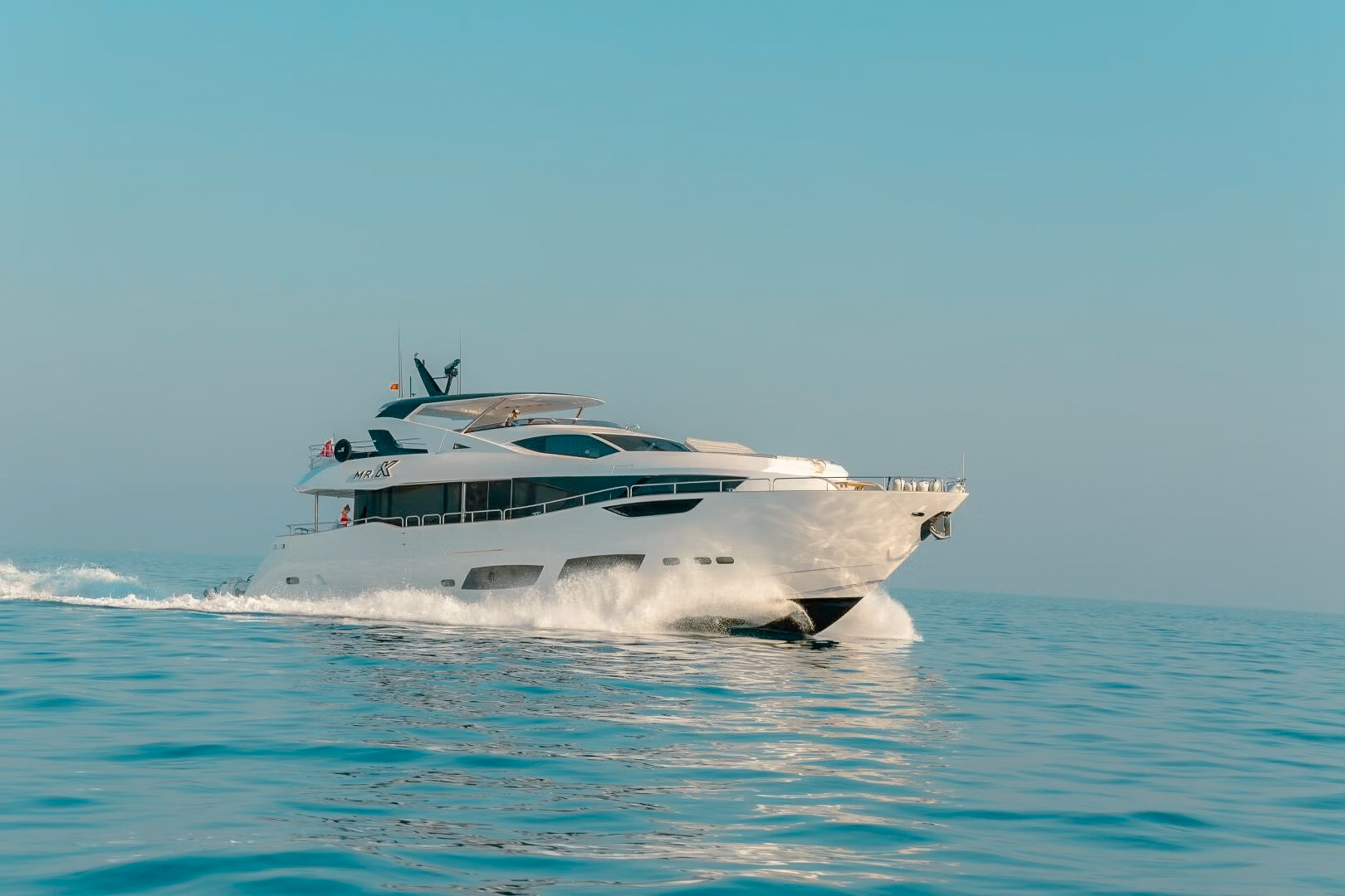 Exterior view of the 92 Sunseeker yacht on the water