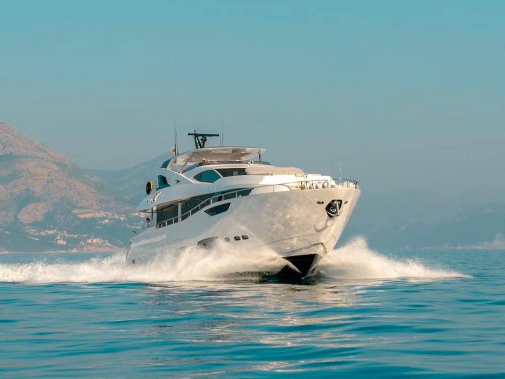 Interior deck area of the 92 Sunseeker with seating