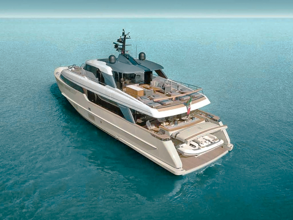 Side view of the modern 94 San Lorenzo yacht