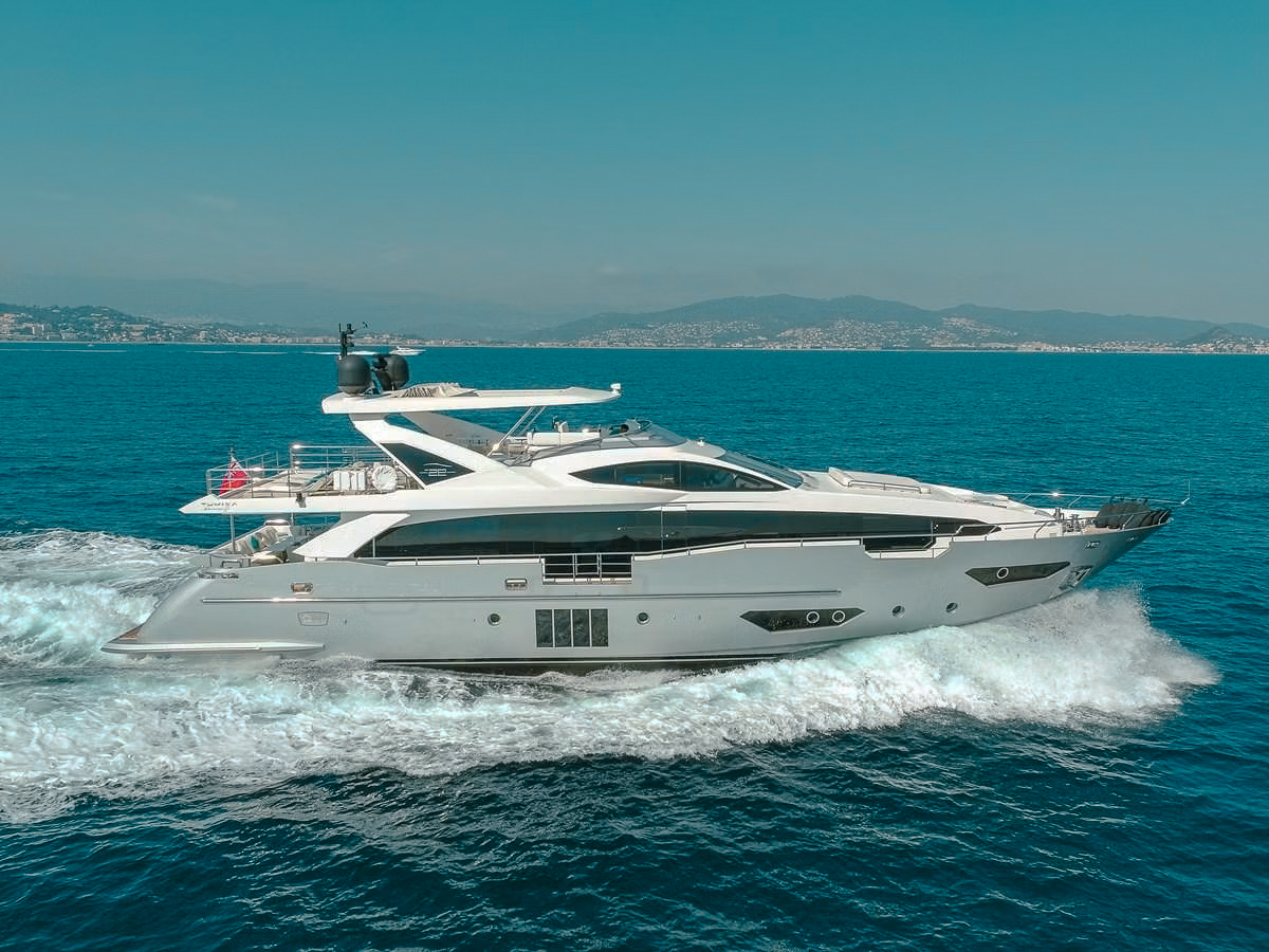 94ft Azimut yacht cruising the French Riviera from Nice, France for luxury charter