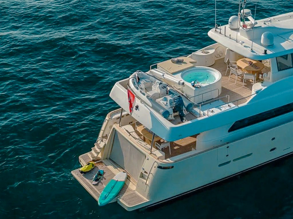 View of the French coastline from 85 Ferretti yacht