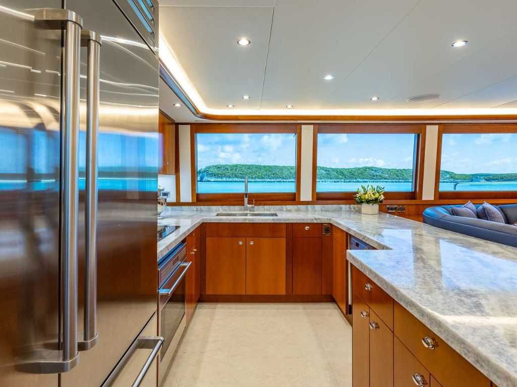 Luxurious main salon of the 112 Westport II yacht