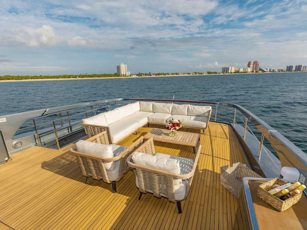 Spacious master cabin of the 110 Riva yacht with a large bed