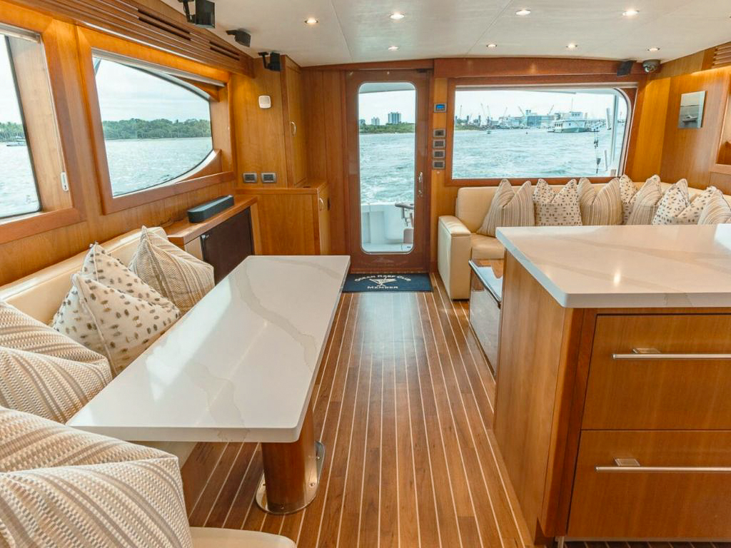 Beautiful sunset view from the 60 Hatteras yacht deck