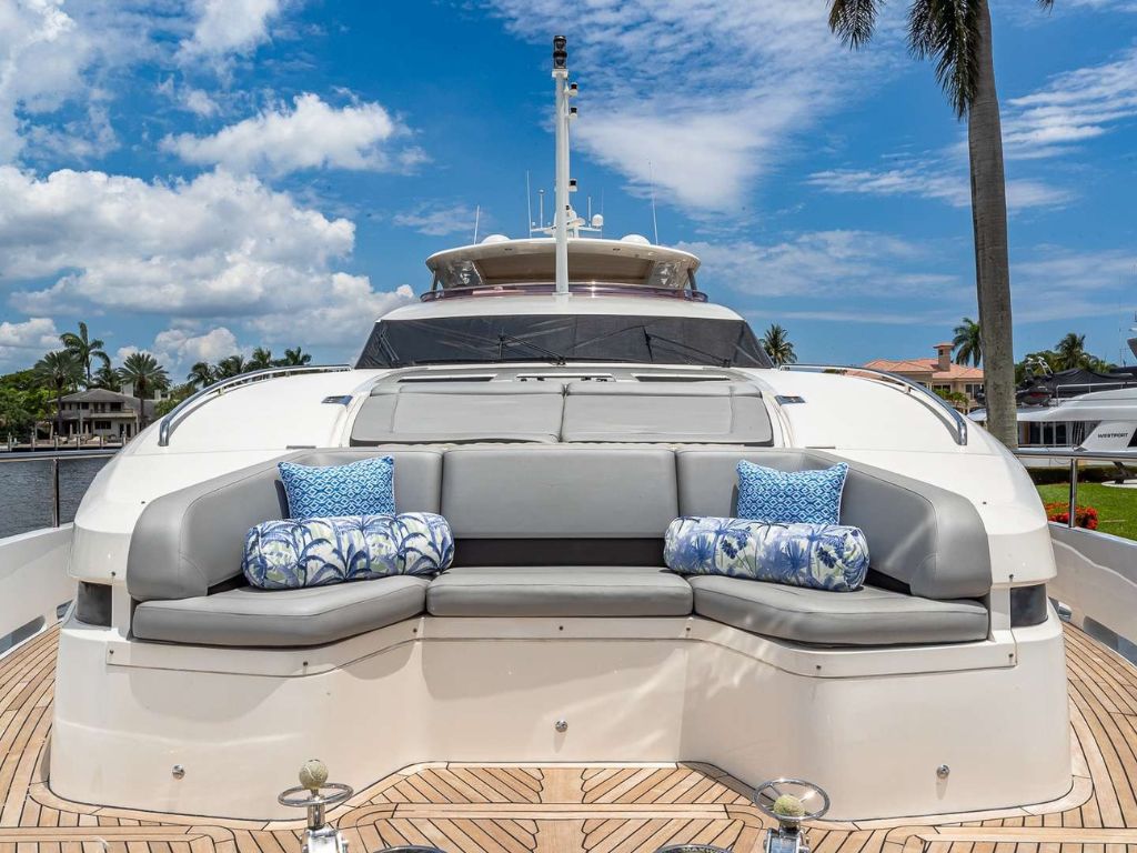 Stern of the 105 Princess yacht with a tender