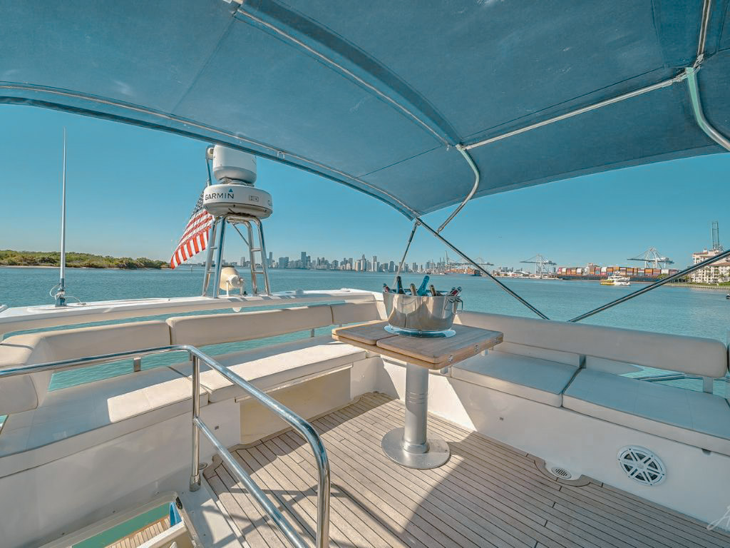Main deck area of 55 Absolute yacht with seating