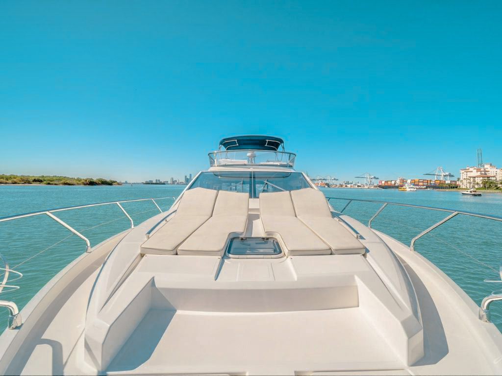 View of the bow sunpad area on 55 Absolute yacht