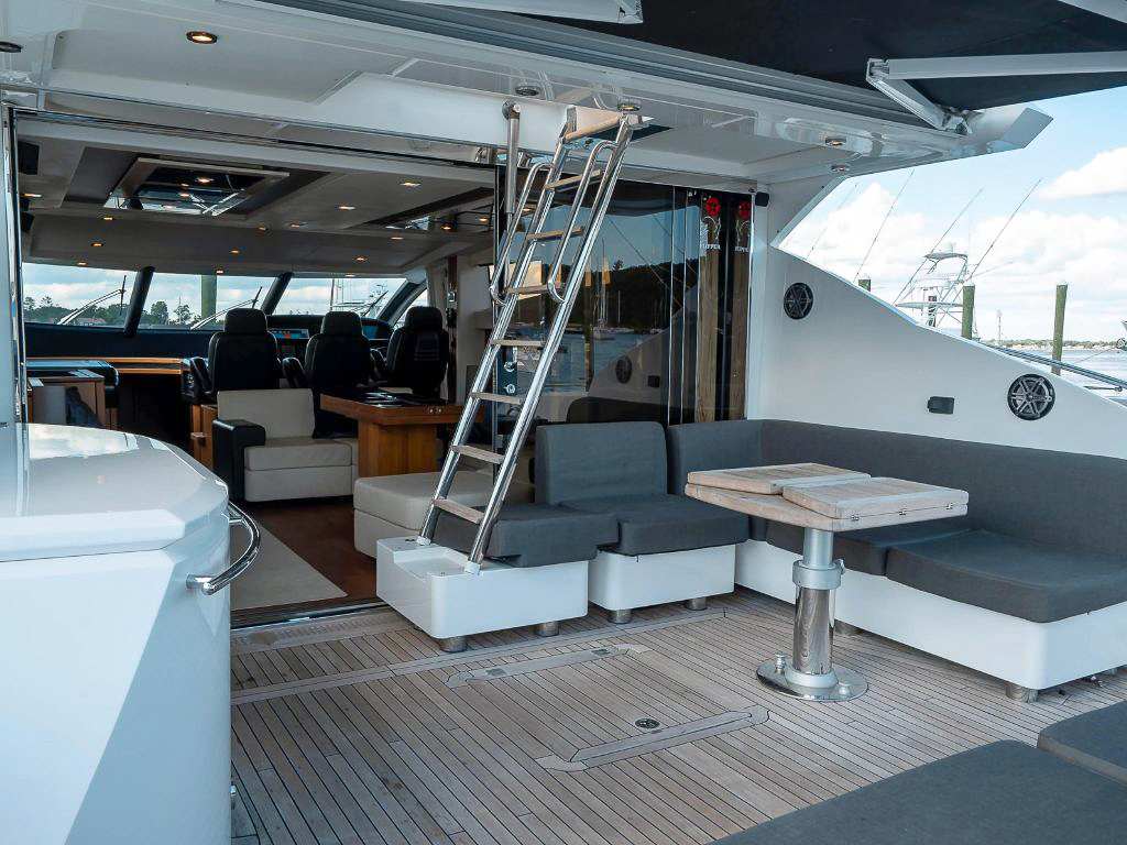 Interior salon of the 74 Sunseeker with comfortable seating