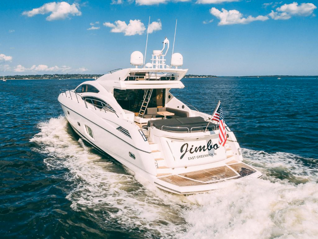 Bow of the 74 Sunseeker with sunpads for lounging