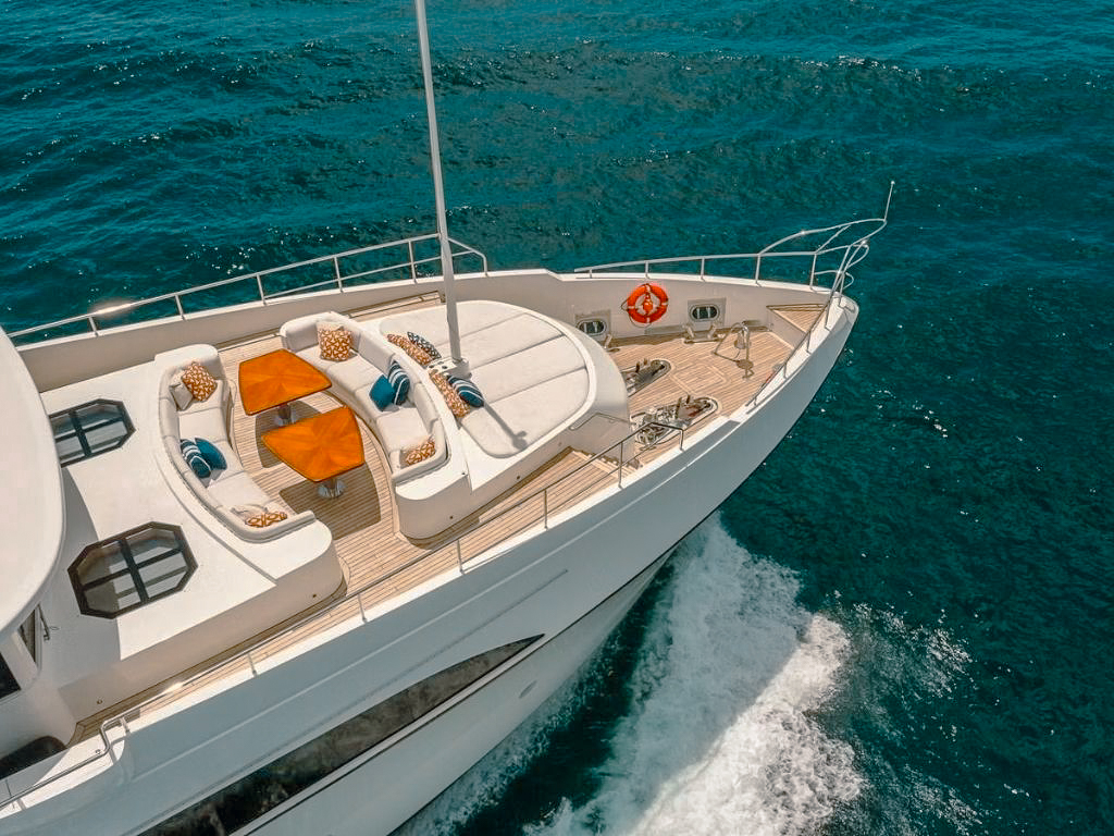 127 IAG yacht with waterslide deployed