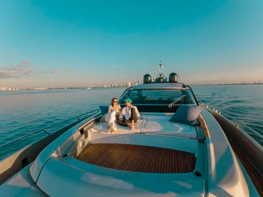 Rear view of 76 Riva II with sunpads and swimming platform