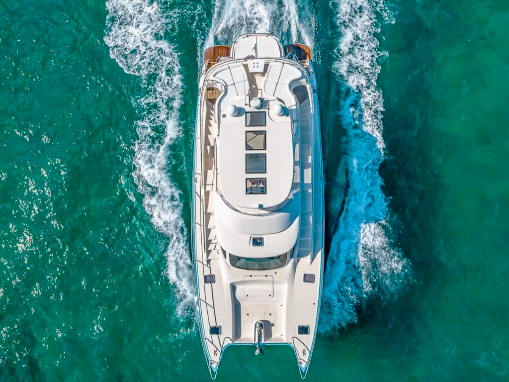 The spacious 62ft Power Cat II yacht available for charter in Miami waters