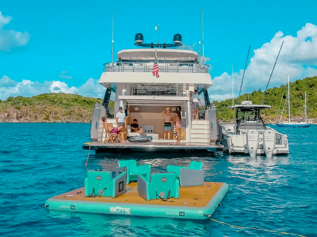 Aft deck of the 90 Ocean Alexander with dining area