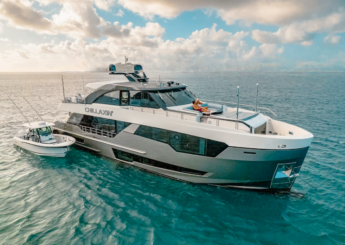 90 Ocean Alexander luxury motor yacht available for charter in The Bahamas