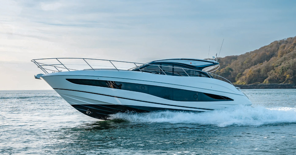 Brand new 50ft Princess V50 yacht docked in La Spezia, Italy, ready for luxury charter experiences.