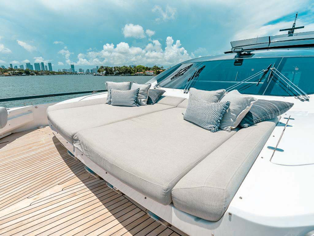Rear deck of the 94 Azimut yacht with water toys