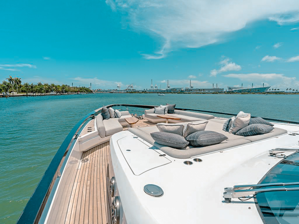 Deck of the 94 Azimut with people lounging